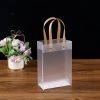 Customized PP Portable Frosted Bag with Plastic Handle Transparent PP Handbag for Gift Shopping