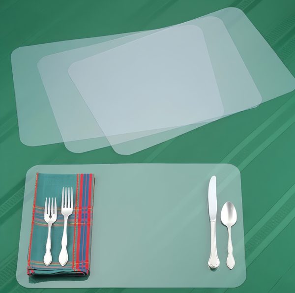Transparent Square PP Placemat Easy Clean Mat for Refrigerator /Outdoor Picnic/Chopping