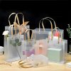 Customized PP Portable Frosted Bag with Plastic Handle Transparent PP Handbag for Gift Shopping