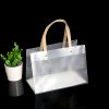 Customized PP Portable Frosted Bag with Plastic Handle Transparent PP Handbag for Gift Shopping