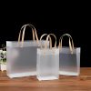 Customized PP Portable Frosted Bag with Plastic Handle Transparent PP Handbag for Gift Shopping
