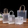 Customized PP Portable Frosted Bag with Plastic Handle Transparent PP Handbag for Gift Shopping