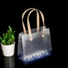 Customized PP Portable Frosted Bag with Plastic Handle Transparent PP Handbag for Gift Shopping