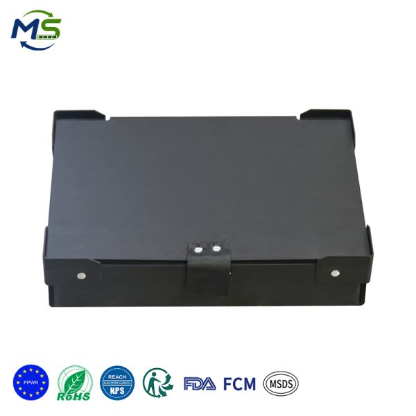 1 拷贝 Rigid PP Hollow Board File Box Black Flip Top Document Storage Case for Office
