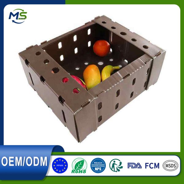 10 Breathable PP Hollow Board Vegetable Circulation Box Black Corrugated Plastic Crate for Farm to Market Fresh Veggie Transport