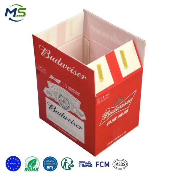 2 拷贝 Custom Size Printed PP Hollow Sheet Beer Packaging Crate Eco Reusable Corflute Box for Beer Wine Export Transportation
