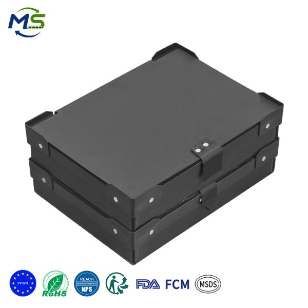 3 拷贝 Rigid PP Hollow Board File Box Black Flip Top Document Storage Case for Office