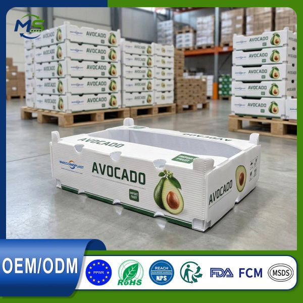 9 Breathable Food Grade PP Plastic Mango Turnover Box, Corrugated Plastic Crate for Fresh Fruit Farm Logistics
