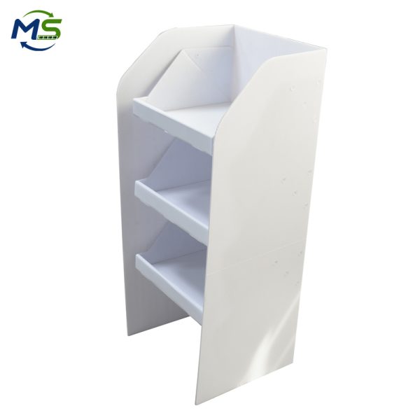 DSC_9313 Custom 3-Tier PP Corrugated Plastic Display Stand Lightweight Coroplast Retail Floor Rack for Supermarket & Promotional Use
