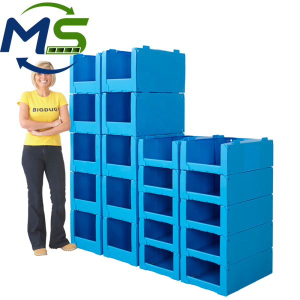 PP Corrugated Picking Box 2 Open Front PP Hollow Board Parts Picking Box, Stackable Plastic Picking Bin for Factory Hardware Sorting