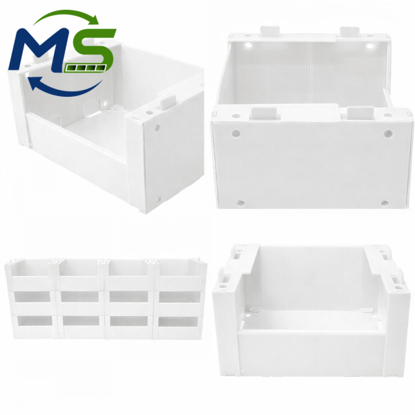 PP Corrugated Picking Box Stackable White Polypropylene (PP) Plastic Box, Open Front Hollow Board Picking Bin for Warehouse & Distribution Use