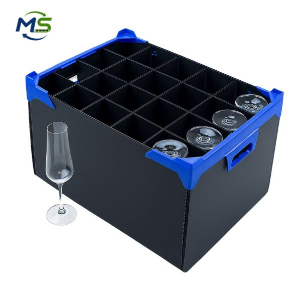 Custom PP Corrugated Divider Box Reusable Partition Storage Container for Wine Glasses Dinner Plates and Tableware Transport