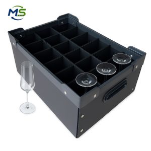 Custom PP Corrugated Divider Box Reusable Partition Storage Container for Wine Glasses Dinner Plates and Tableware Transport