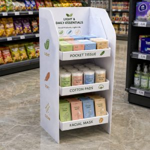 sdfe Custom 3-Tier PP Corrugated Plastic Display Stand Lightweight Coroplast Retail Floor Rack for Supermarket & Promotional Use