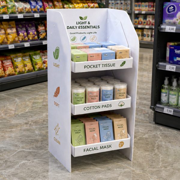 sdfe Custom 3-Tier PP Corrugated Plastic Display Stand Lightweight Coroplast Retail Floor Rack for Supermarket & Promotional Use