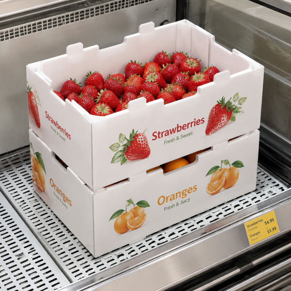 ChatGPT Image 2026年6月24日 14_25_02 Reusable PP Corrugated Plastic Strawberry Crate Waterproof Stackable Harvest Box for Farm Picking and Cold Chain Transport