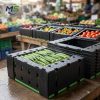 Okra Plastic Crate (1) Breathable PP Hollow Board Vegetable Circulation Box Black Corrugated Plastic Crate for Farm to Market Fresh Veggie Transport