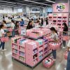 PP Corrugated Picking Box (1) Stackable Pink PP Corrugated Plastic Picking Box, Slant Front Hollow Board Crate for Skincare Products Supermarket Display