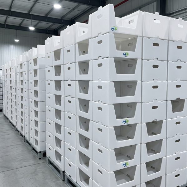PP Corrugated Picking Box (2) Stackable White Polypropylene (PP) Plastic Box, Open Front Hollow Board Picking Bin for Warehouse & Distribution Use