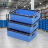PP Corrugated Turnover Box (1) Durable Reinforced Corner PP Corrugated Turnover Crate Stackable Blue Hollow Board Box for Bulk Goods Storage in Warehouses