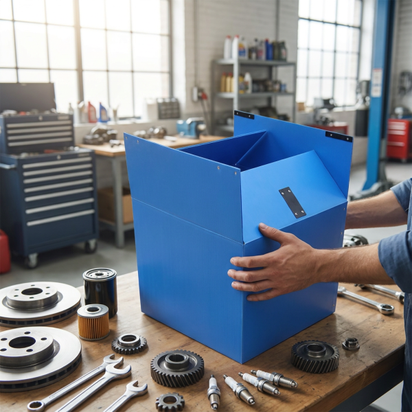 PP Corrugated Turnover Box (8) Heavy Duty Polypropylene Hollow Turnover Box with Lid for Industrial Parts Packaging and Transport