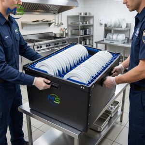 Plate turnover box (1) Waterproof PP Corrugated Turnover Box with Slot Dividers for Restaurant Tableware Handling